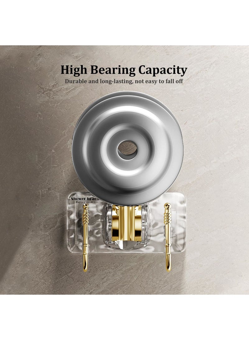 SYOSI حامل دش، 2 قطعة حامل رأس دش يدوي قابل للتعديل، حامل رش دش مقاوم للماء مثبت على الحائط، تركيب سهل بدون حفر للحمام، المرحاض، الفندق (ذهبي شفاف) - Image 5